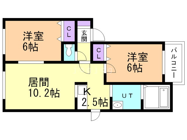 レジデンス琴似Ｂ 2階 2LDK 賃貸物件詳細