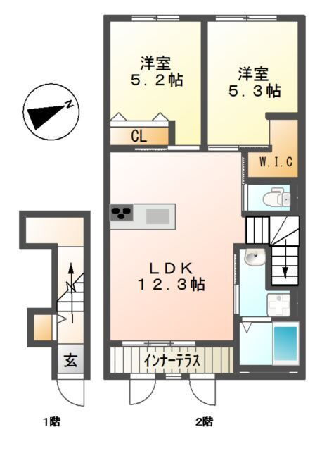 リブロコリーナ 2階 2LDK 賃貸物件詳細