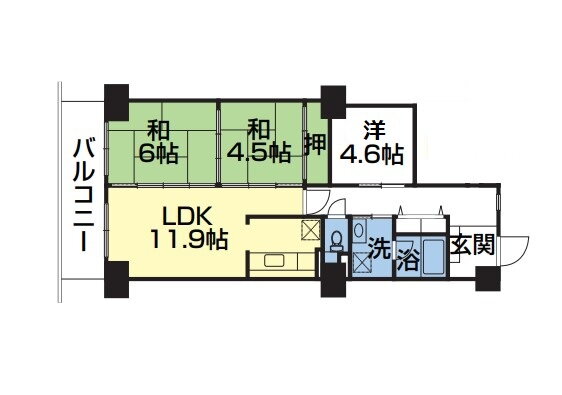 コープ野村武蔵 3階 2SLDK 賃貸物件詳細