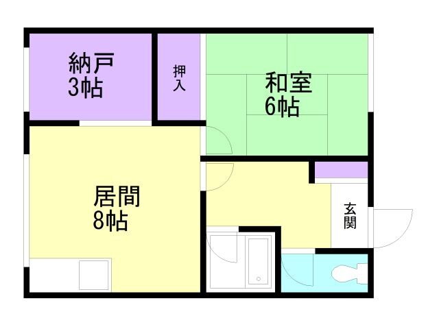 北海道函館市富岡町２ 1LDK アパート 賃貸物件詳細