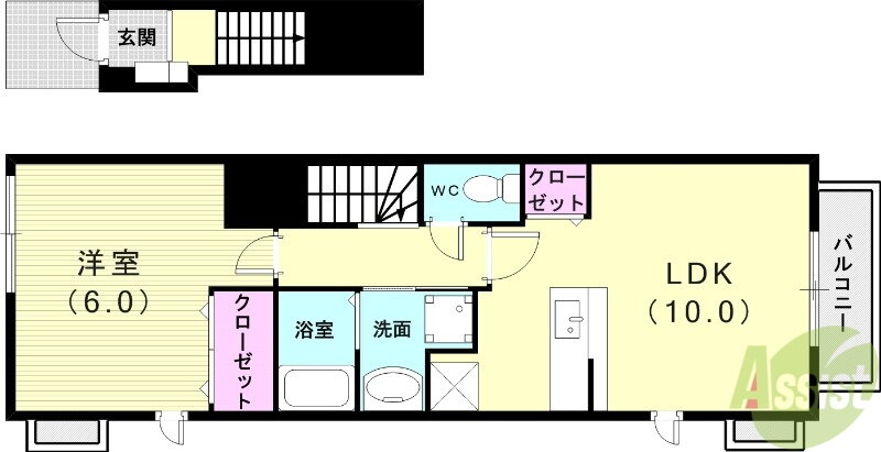 アンジェＩＩ 2階 1LDK 賃貸物件詳細