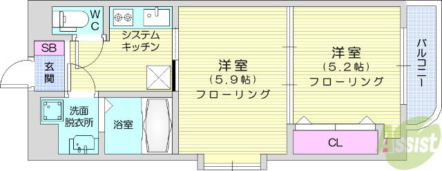 宮城県仙台市青葉区東勝山１ 旭ヶ丘駅 2K マンション 賃貸物件詳細