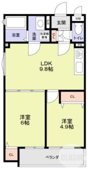 ＣＡＳＡ　ＣＡＬＭＡ菱木 2階 2LDK 賃貸物件詳細