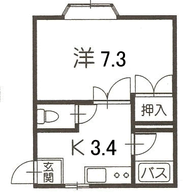 コーポサンルート 2階 1K 賃貸物件詳細