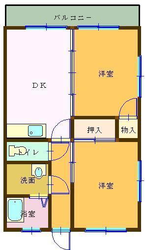 コスモハイツ 2階 2DK 賃貸物件詳細