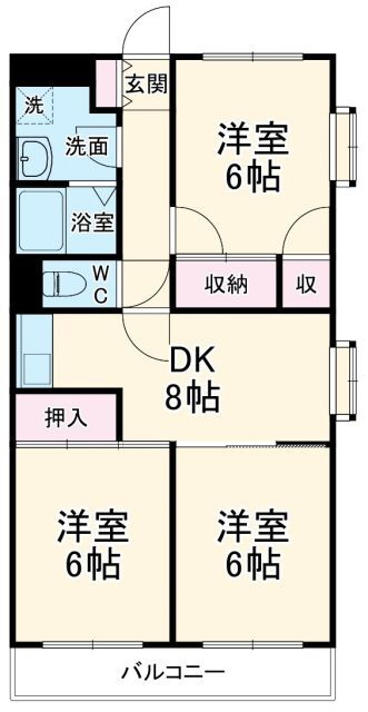 サンライズマンション 3階 3DK 賃貸物件詳細