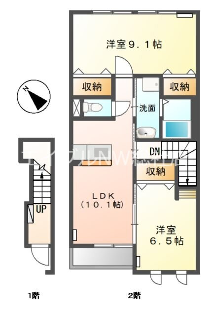岡山県倉敷市中島 西富井駅 2LDK アパート 賃貸物件詳細