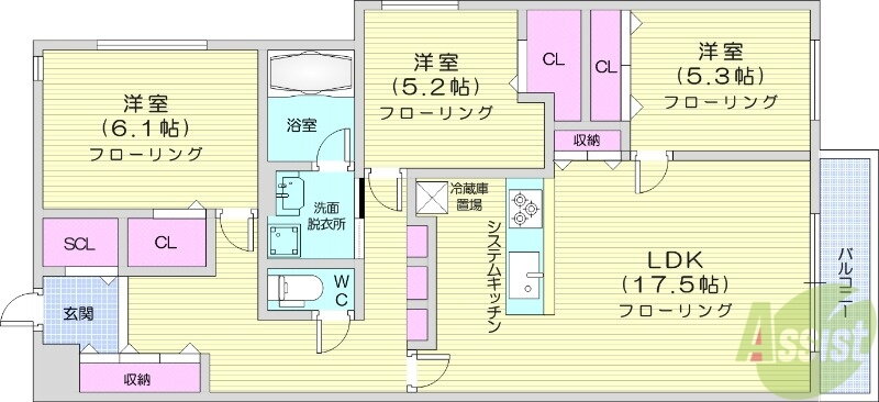 北海道札幌市中央区南十二条西１３ 中島公園駅 3LDK マンション 賃貸物件詳細