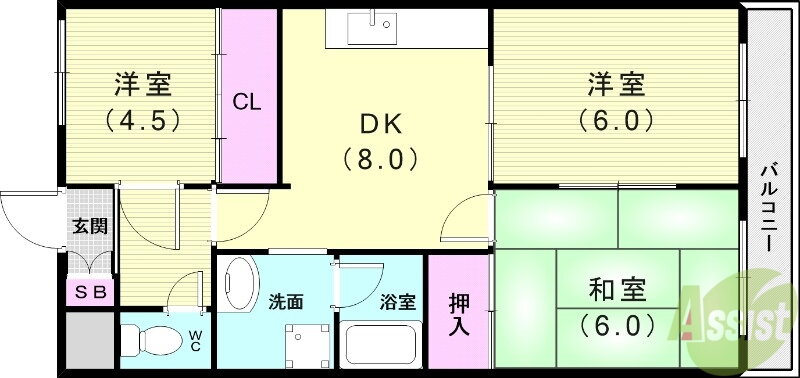 兵庫県神戸市垂水区清水が丘３ 西舞子駅 3DK マンション 賃貸物件詳細