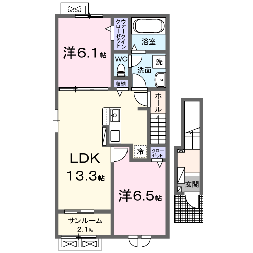 富山県高岡市博労本町 高岡駅 2LDK アパート 賃貸物件詳細