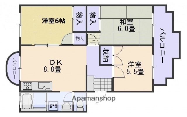 広島県広島市佐伯区三筋１ 楽々園駅 3DK マンション 賃貸物件詳細