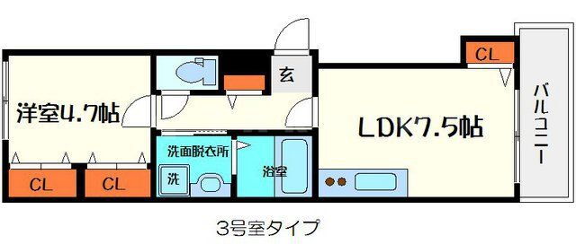 クリエオーレ橋波西之町 2階 1DK 賃貸物件詳細