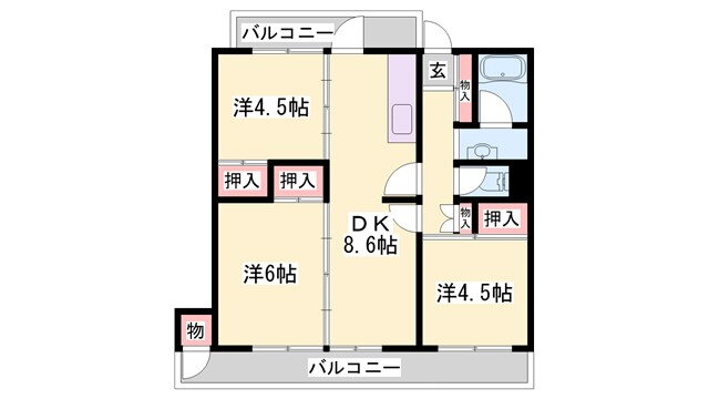 兵庫県三木市志染町西自由が丘２ 志染駅 3DK マンション 賃貸物件詳細