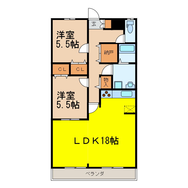 ＮＡＫＡＮＯ壱番館 2階 2LDK 賃貸物件詳細