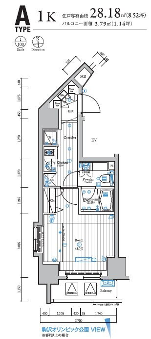 東京都世田谷区駒沢３ 駒沢大学駅 1K マンション 賃貸物件詳細