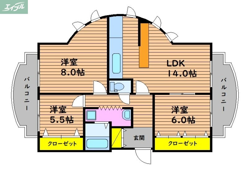 ノーブルハイツ中島田 9階 3LDK 賃貸物件詳細