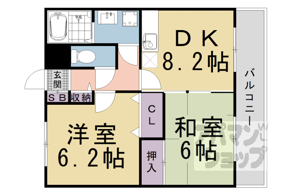 京都府京都市西京区下津林大般若町 桂駅 2DK マンション 賃貸物件詳細