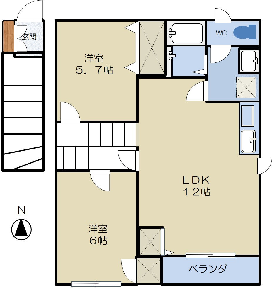 山形県山形市南館３ 2LDK アパート 賃貸物件詳細