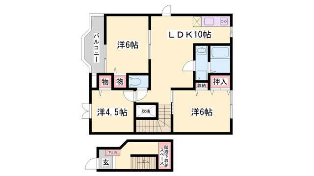 フォレストＫ　Ｂ棟 2階 3LDK 賃貸物件詳細