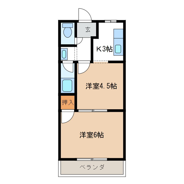 岐阜県羽島郡岐南町徳田１ 岐南駅 2K アパート 賃貸物件詳細