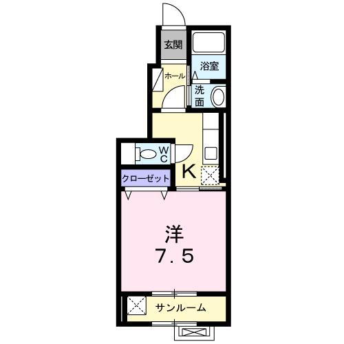 コリーヌＢ 1階 1K 賃貸物件詳細
