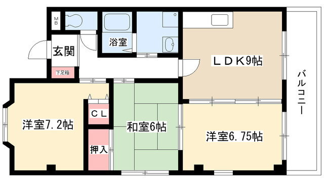 ボヌール岩崎台Ｂ棟 2階 3LDK 賃貸物件詳細