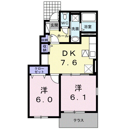 プロムナード・Ｍ 1階 2DK 賃貸物件詳細