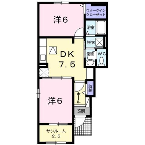 アルモニー祝園ＩＩ 1階 2DK 賃貸物件詳細