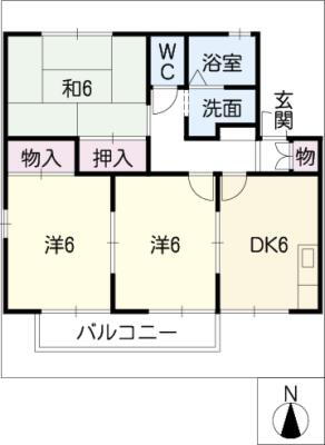 レイクサイドパレスＢ棟 2階 3DK 賃貸物件詳細