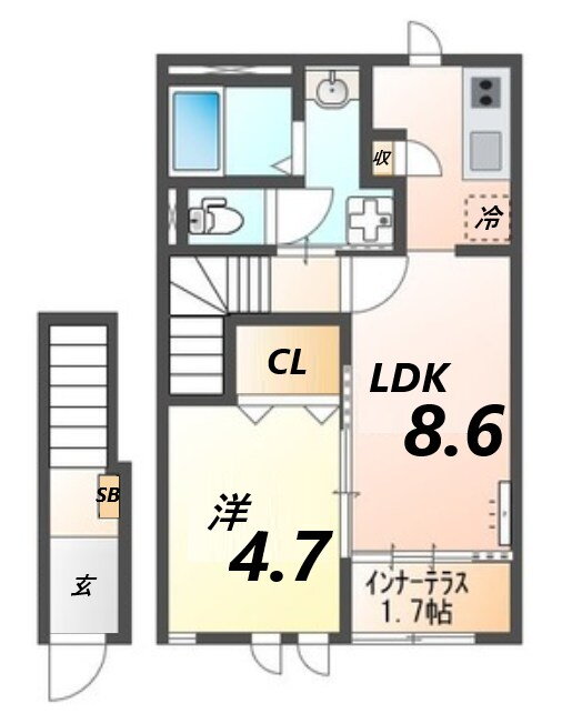 ヴィラ　夢咲 2階 1LDK 賃貸物件詳細