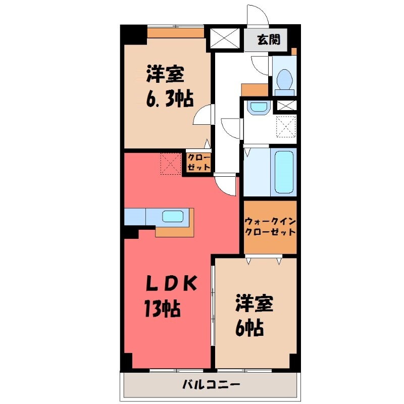 茨城県古河市旭町１ 古河駅 2LDK マンション 賃貸物件詳細