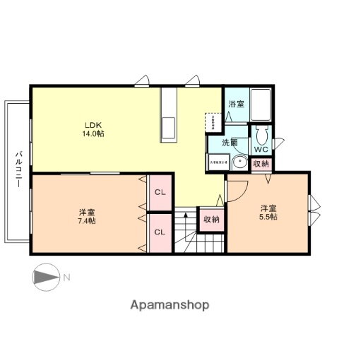 富山県富山市西荒屋 朝菜町駅 2LDK アパート 賃貸物件詳細