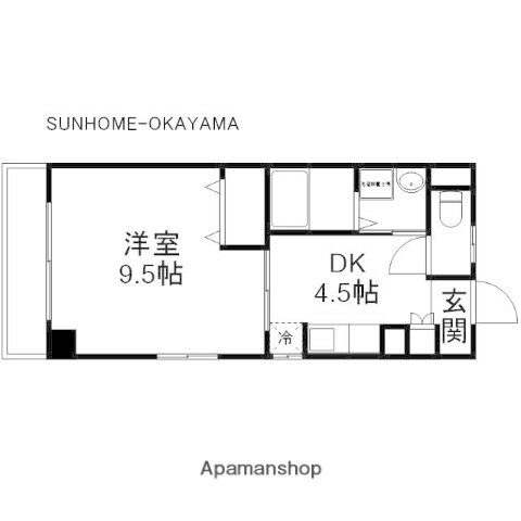 岡山県岡山市北区津高 備前三門駅 1DK マンション 賃貸物件詳細