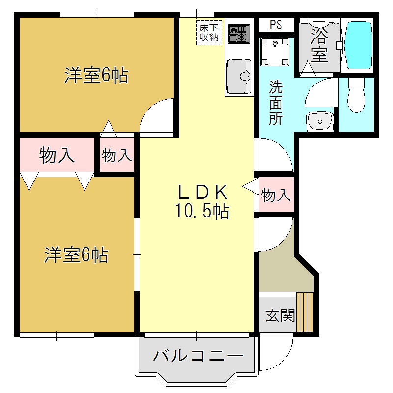 サンモールＢ 1階 2LDK 賃貸物件詳細