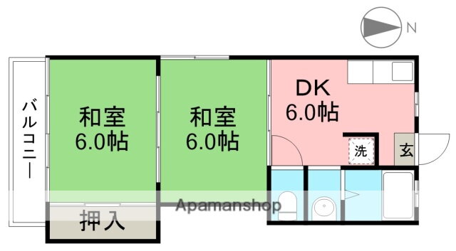 東山コーポ 2階 2DK 賃貸物件詳細
