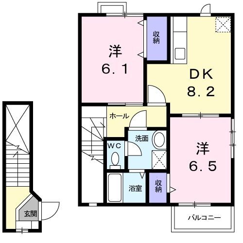 エスニックハウスＢ 2階 2DK 賃貸物件詳細