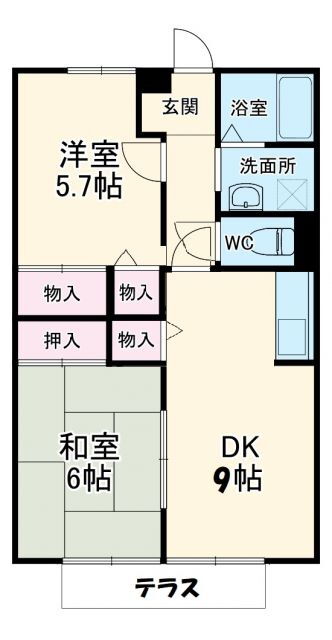 ビーライン　いなば 2階 2LDK 賃貸物件詳細