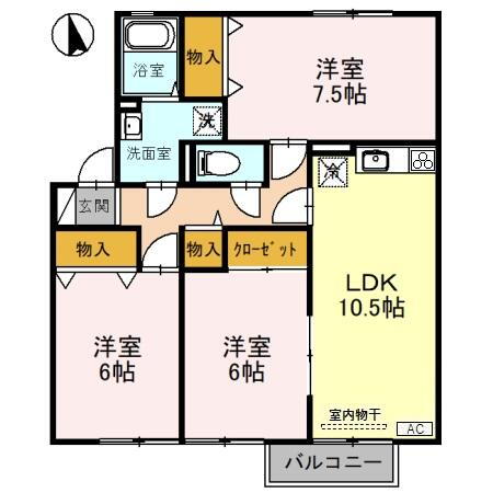 エルフタウン吉久　Ｆ 2階 3LDK 賃貸物件詳細