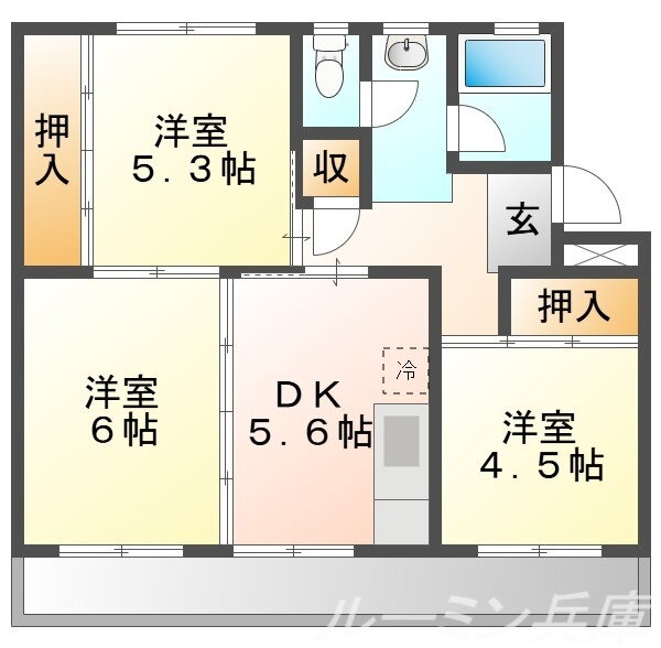 兵庫県三木市志染町西自由が丘２ 志染駅 3DK マンション 賃貸物件詳細