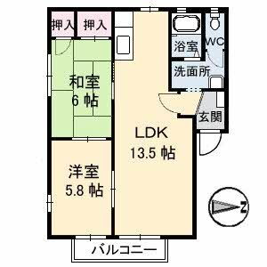愛媛県東温市野田２ 梅本駅 2LDK アパート 賃貸物件詳細