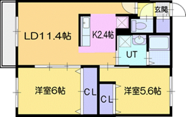 北海道恵庭市大町１ 恵庭駅 2LDK アパート 賃貸物件詳細