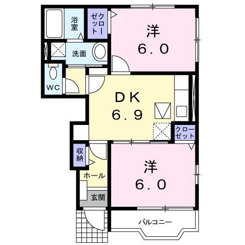 モナルク・Ｔ 1階 2DK 賃貸物件詳細