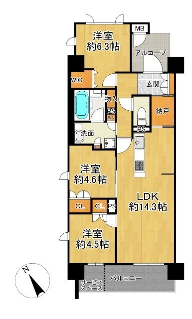 ジオ池田城南レジデンス 4階 3LDK 賃貸物件詳細