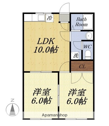 リバティＩ 2階 2LDK 賃貸物件詳細