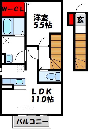 サニーコートＢ棟 2階 1LDK 賃貸物件詳細
