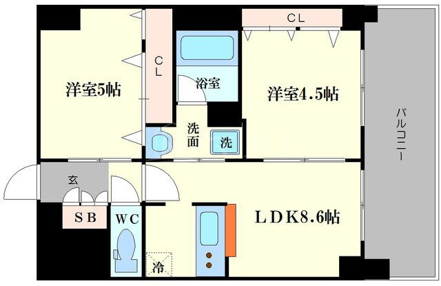 エステムコート難波サウスプレイスＩＶパークグレイス 6階 2LDK 賃貸物件詳細