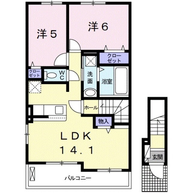 和歌山県和歌山市狐島 東松江駅 2LDK アパート 賃貸物件詳細