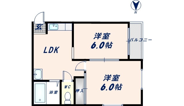 ニッコーハイツ 1階 2LDK 賃貸物件詳細