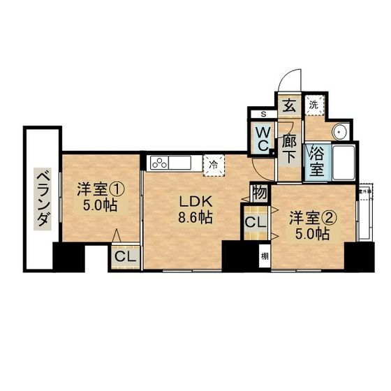 セカンドラック岩川町 5階 2LDK 賃貸物件詳細