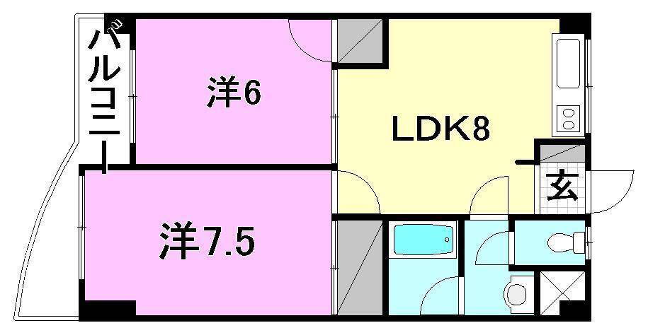 ロイヤルアネックス福音寺 6階 2LDK 賃貸物件詳細